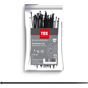 Tox Kabelbinder Clip 099600029, Kunststoff, 370 x 4,8mm, schwarz, UV-beständig, 100 Stück