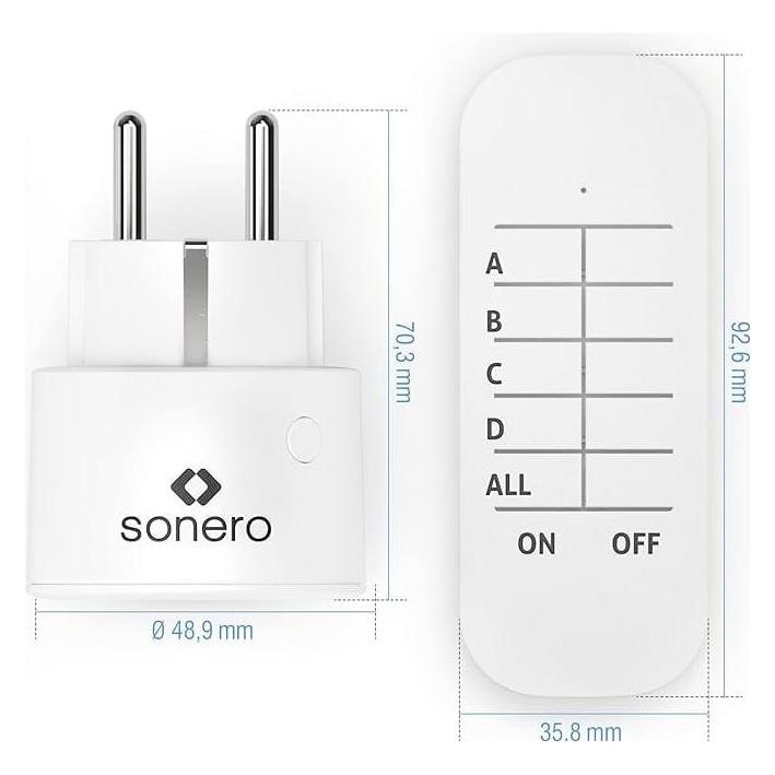 Sonero Funksteckdosen-Set S-RCS104, 1 Sender, 4 Empfänger, weiss (S-RC104)
