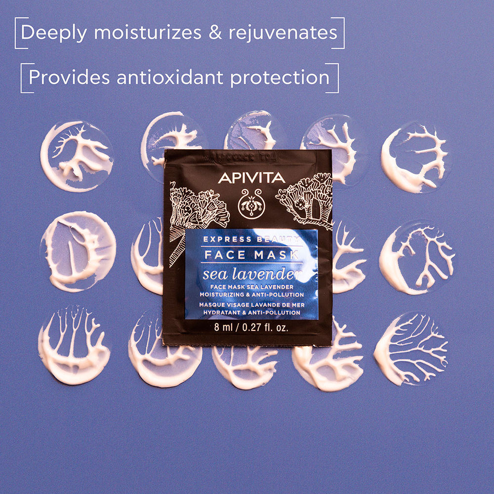 Apivita Express Beauty Mascarilla Facial Hidratante y Anti-polución con lavanda de mar 2 x 8 ml