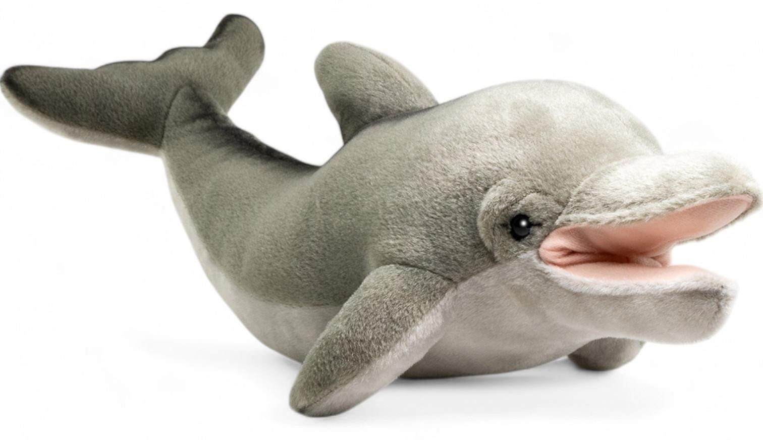 Dolfin Carl Dick pluche knuffel speelgoed grijs, 40 cm