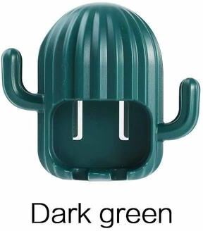 Uplifted Goods Cactus Toothbrush Holder Wall Mounted Self Adhesive dark Green