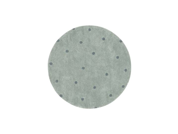 Tapis lavable rond à pois bleu sauge