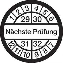 König Werbeanlagen Dreifke® Prüfplakette Nächste Prüfung ab 29 weiß/schwarz - 16 mm Folie selbstklebend