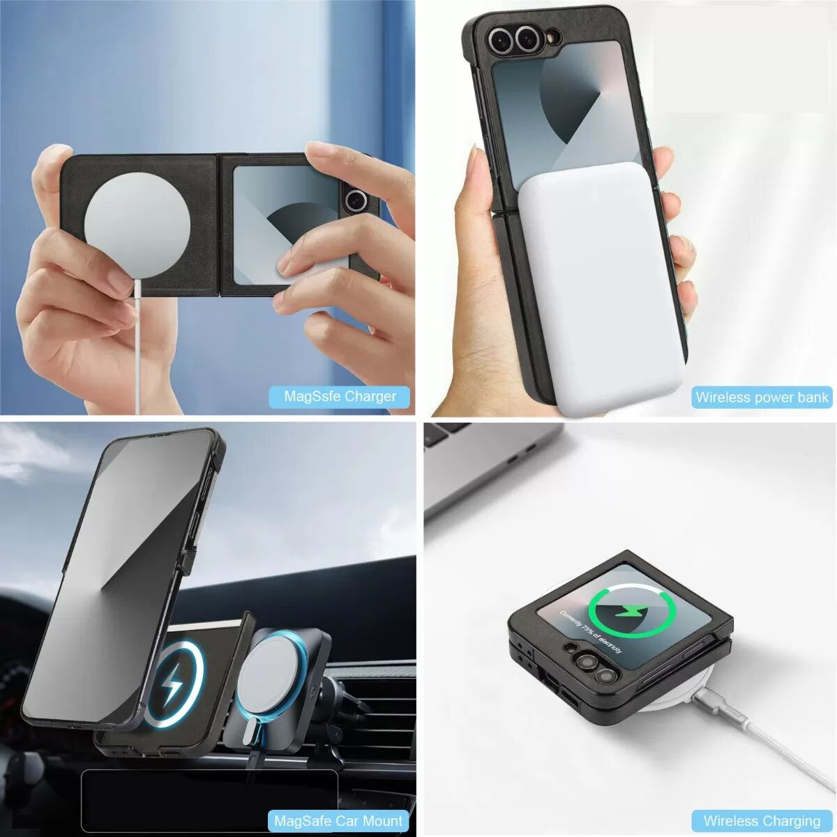 INF Coque magnétique pour Moto Razr 40, étui de chargement sans fil pliable