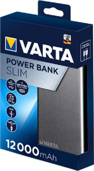 Varta Draagbare Slanke Powerbank 12000mAh met Micro USB-kabel
