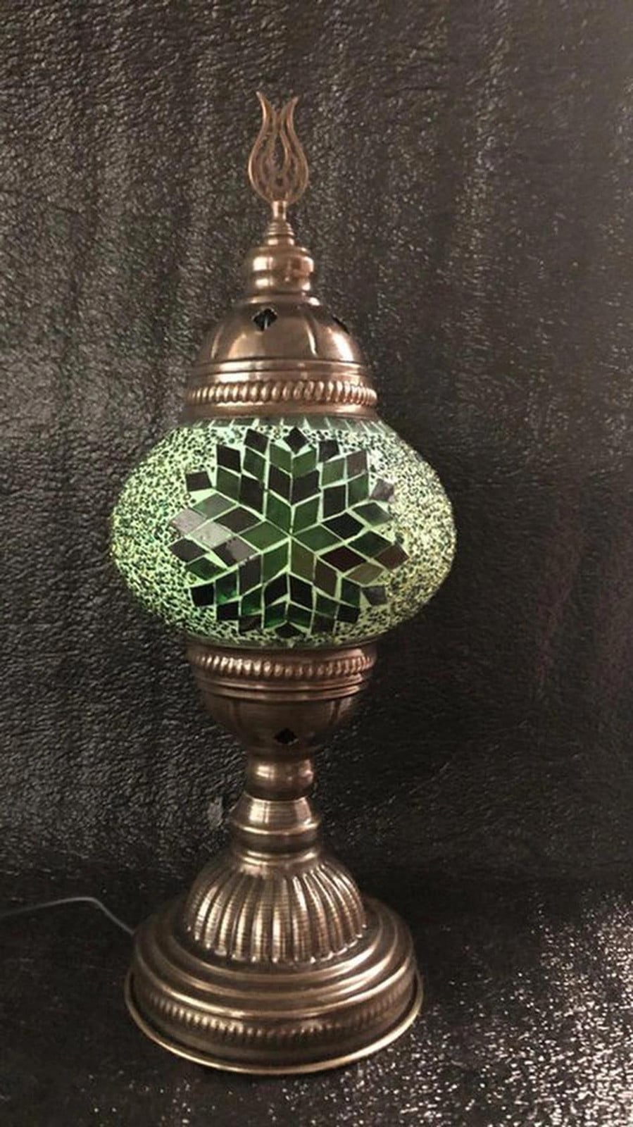 Halay Turkse mozaïek sfeerlamp, groen, oosterse tafellamp voor als nachtlampje