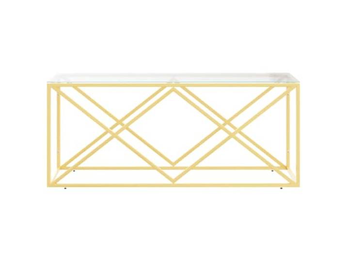 KTHLBRH Couchtisch 110 x 45 x 45 cm Edelstahl Glas Tischplatte aus gehärtetem Glas, 4 mm, Rahmen Gold, leicht zu reinigen, Montage erforderlich