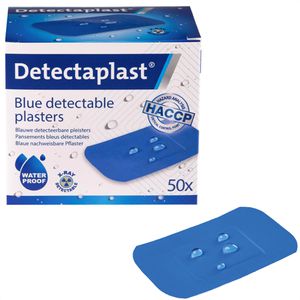 Detectaplast Pflaster X Ray Röntgenpflaster, 50 Strips, wasserfest, sensitiv, atmungsaktiv, detektierbar, 7,2 x 5cm