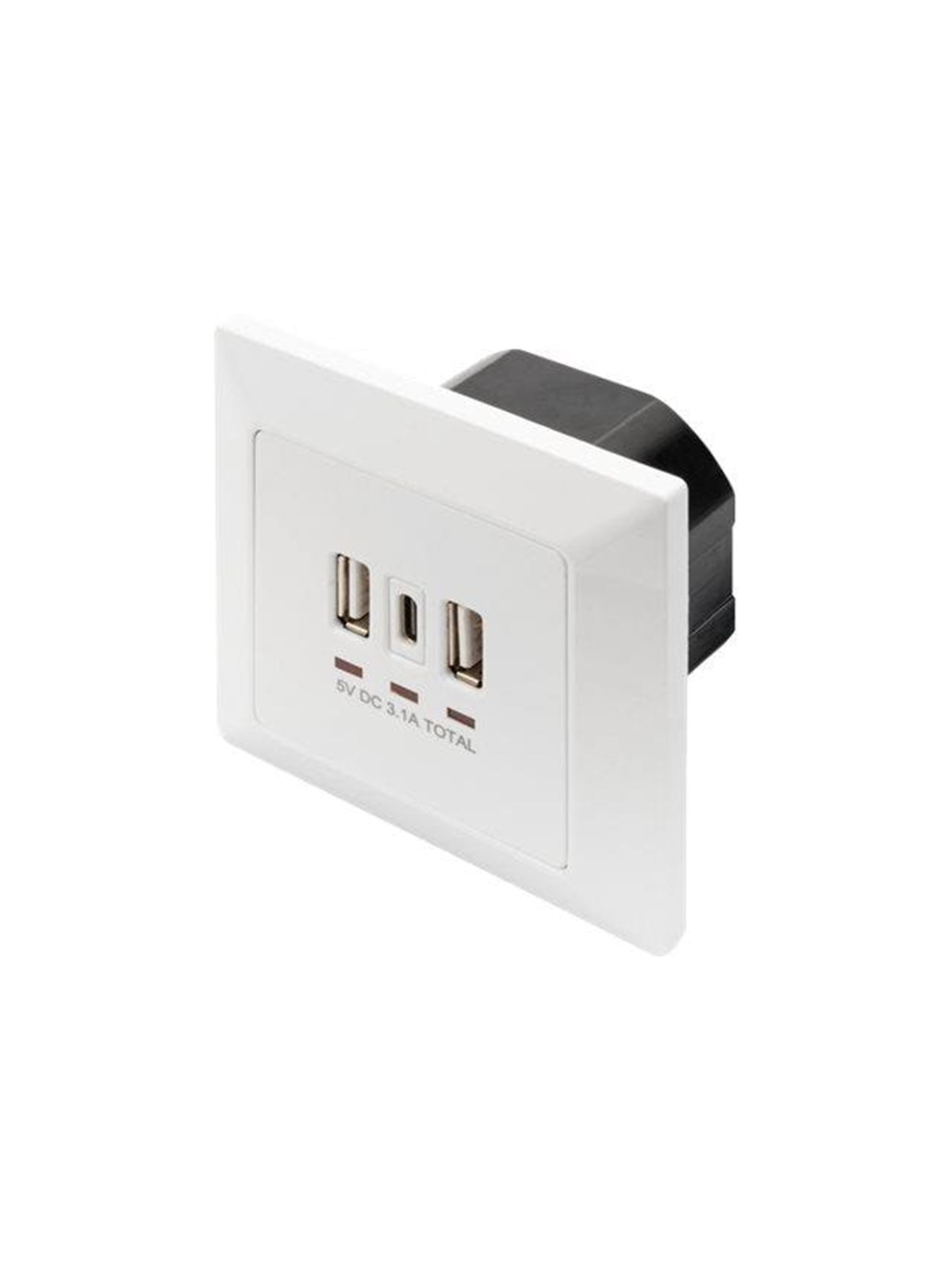 DIGITUS DA-70618 - USB-outlet - 2 USB sockets 1 USB-C socket - RAL 9003 signal white