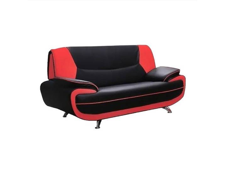 MUZA - Canapé design 2 places en simili cuir noir et rouge
