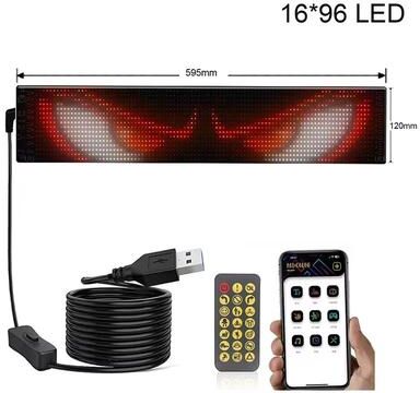 Inspired Finds RGB LED Matrix Pixel Panel For Car And Truck With Bluetooth App Control 16x96 Led 4.72x23.23in