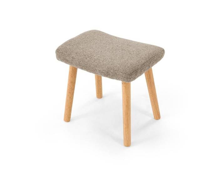 GOEURVANT Repose-Pied Salon Scandinave Tissu Texturé Sable Tabouret Bas Pouf de Maquillage Rembourré Pieds en Bois
