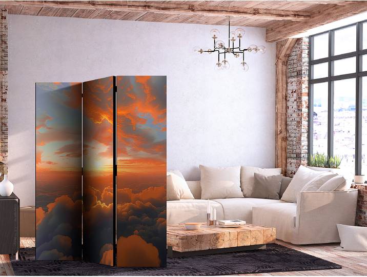 Paravent aube et nuages 2 faces Autres Rouge 135 x 172cm