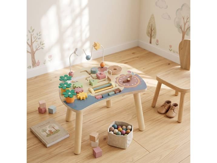 AIYAPLAY Table Activités Montessori 6-en-1 Bébé 1-3 Ans Engrenages
