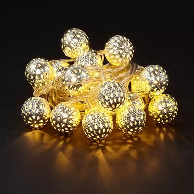 HomeDecorAndMore LLC Decorative Moroccan String Lights For Indoor & Outdoor Warm White 10 Feet (20 Lights)