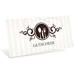 notizblock24 Gutscheinkarte dinner, 19 x 9cm, Motiv: Besteck, 10 Stück