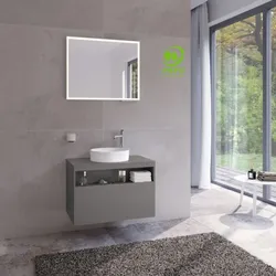 Keuco Stageline Waschtisch-Unterschrank 32865290000 80 x 55 x 49 cm, Lack Inox Seidenmatt, Glas Inox satiniert, ohne Elektrik, Hahnlochbohrung rechts