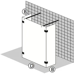 Inloop - feste SW freihstehend u. 2FE 900x2100mm chrom/ESG eckig