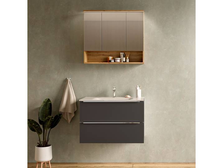 Ensemble salle de bain A - 2 élém 80cm Gris/Anthracite
