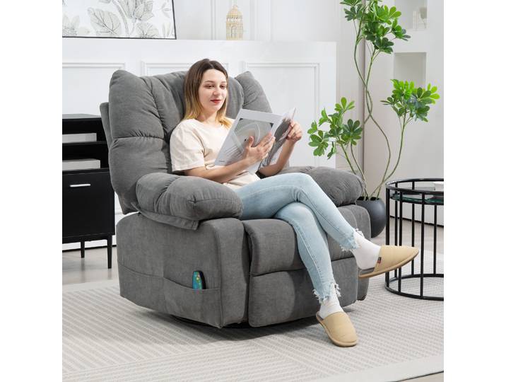 HOMCOM Fauteuil Massage Pivotant Inclinable Gris Foncé