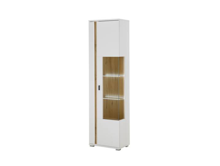 Vitrine LONG ISLAND R 55 cm weiß/ Wotan Eiche / Türanschlag...