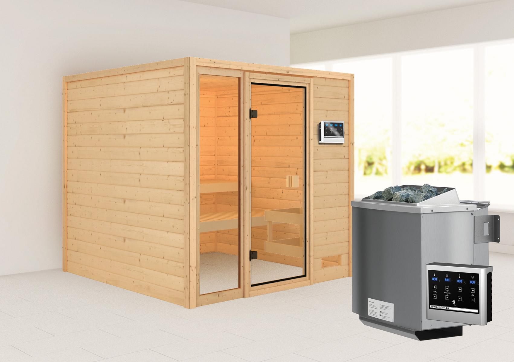 KARIBUHOLZT Sauna Jutta Front, 9kW Bio extern 16880525