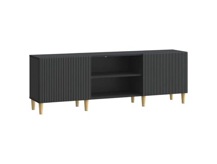LMTYOENFG TV-Schrank Schwarz 150x31x50 cm Lowboard Fernsehtisch Elegantes Sideboard mit 2 Schwenktüren und Regalfach für Unterhaltungselektronik im Wohnzimmer oder Schlafzimmer.