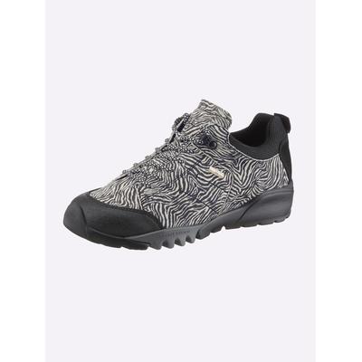 Schnürschuh WALDLÄUFER, Damen, Gr. 5, Textil, schwarz-weiß (weiß, gemustert), Gummi, Nubukleder, Textil, Schuhe Schnürschuh