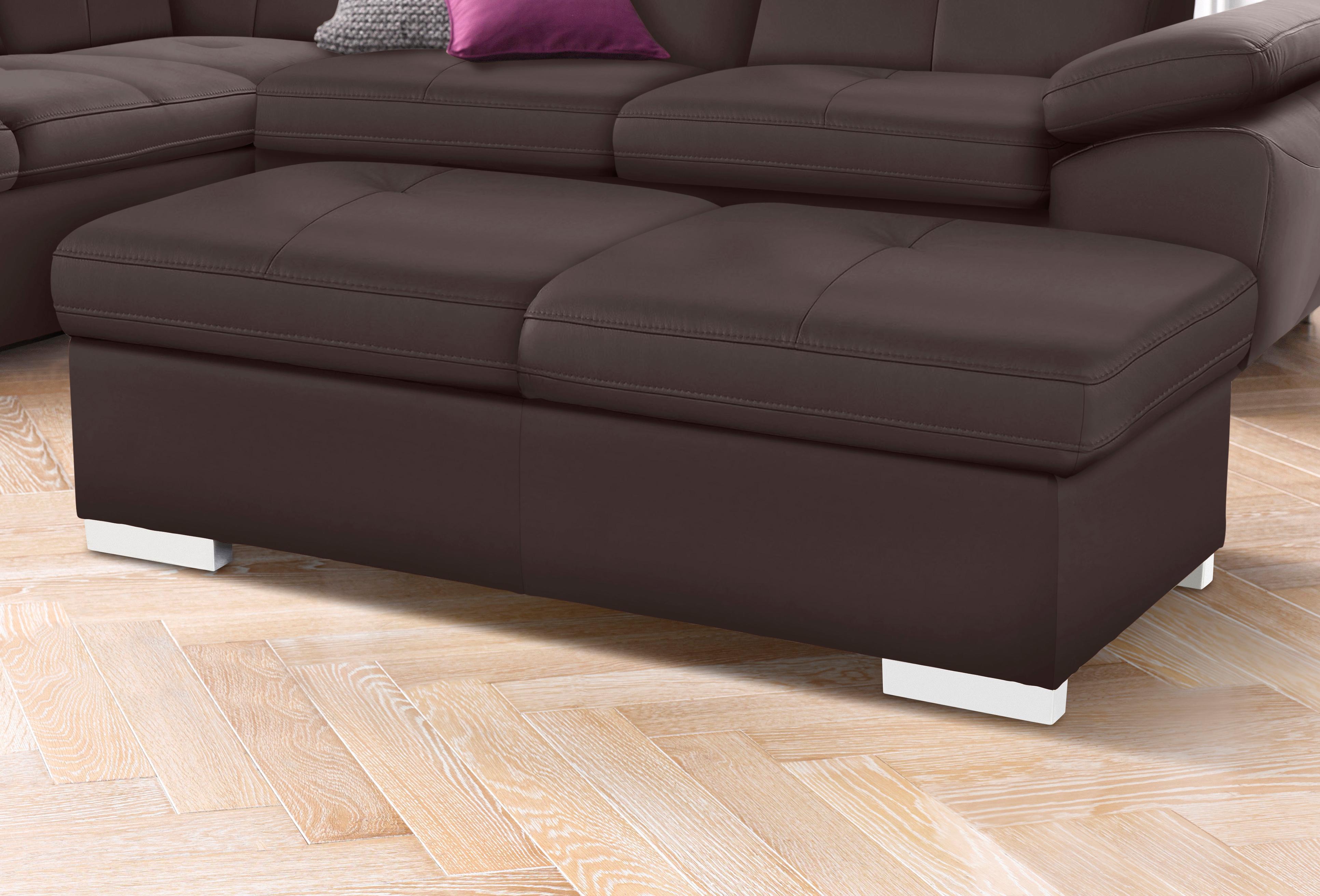 Hocker EXXPO - SOFA FASHION "Spring Bankhocker, guter Sitzkomfort und tolle Verarbeitungsdetails", braun (mundo), B:140cm H:44cm T:67cm, NaturLEDER (echtes Rindsleder) in Sitz und Rücken. Korpus in passendem Kunstleder SOFTLUX bezogen;Luxus-Microfaser (10