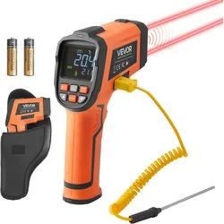 VEVOR Infrarot Thermometer -30°C bis 1600°C, Digitales IR-Temperaturmessgerät mit LCD-Display Typ-K-Thermoelement & Dual-Laser, Berührungslose Temperaturpistole für Kochen Industrie (Nicht für Menschen)