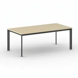 Konferenztisch PRIMO INVITATION 200x100 cm, schwarzes Metallgestell, Birke