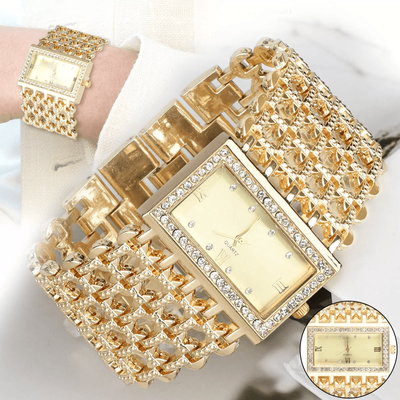 Radiant Roses Luxury Womens Silver Gold Bracelet Watch, Fashion Waterproof Wrist Watch With Rhinestones, Elegant Gift For Ladies Luxury Womens Silver Gold Bracelet Watch, Fashion Waterproof Wrist Watch With Rhinestones, Elegant Gift For Ladies