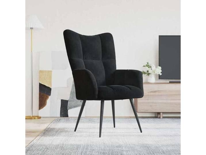 Fauteuil Salon Velours VIDAXL Chaise D'appoint Relax Noir Velours_7836