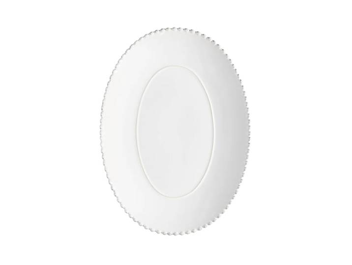 Grosse, handgefertigte Servierplatte „Pearl“ Weiss Large, 40.8 x 30 cm Costa Nova