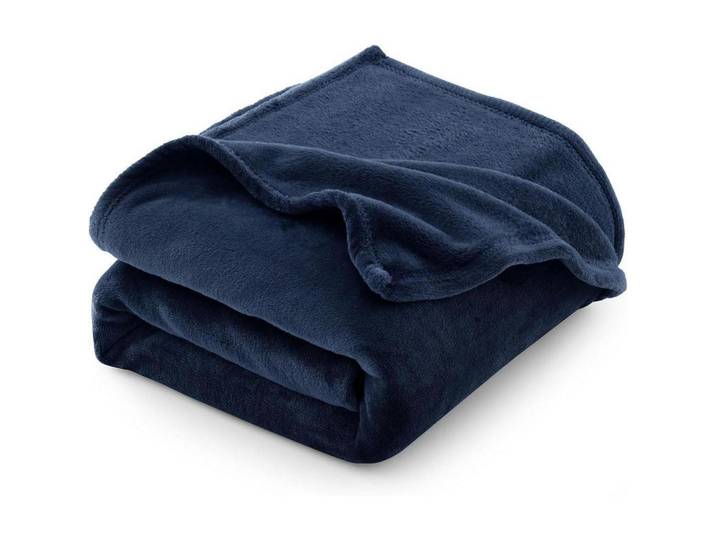 Kuscheldecke aus Flanell-Fleece, in dunkelblau, Dunkelblau, 230x270 cm, Heimtextilien, Wohntextilien, Decken, Kuscheldecken