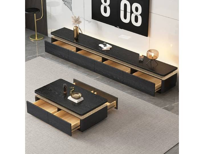 Meuble TV moderne de luxe éclairé 120cm 130cm, table basse 160cm 180cm 200cm 220cm 240cm, meuble TV pour salon