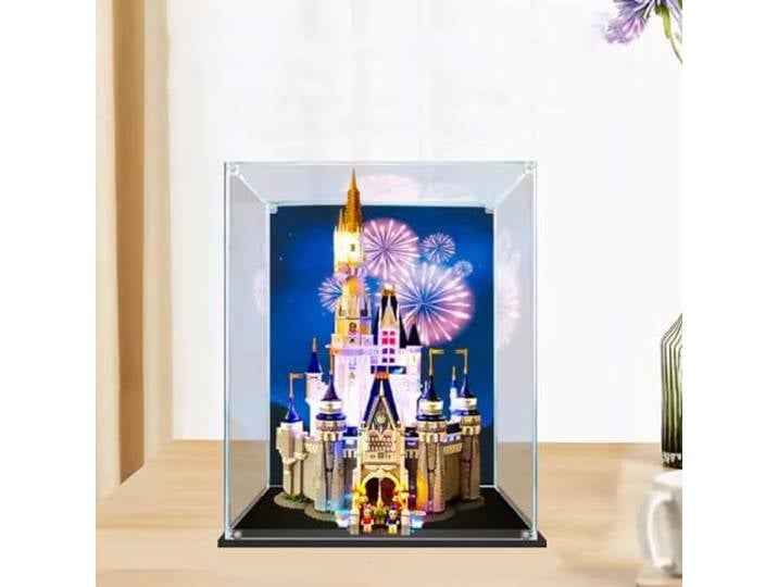 JIULIN Acryl-Displaybox kompatibel mit Lego 71040 Disney Castle Modell, schützende, staubdichte Displaybox Geschenkmodell, transparente Vitrine (nur Displaybox) (Stil B)