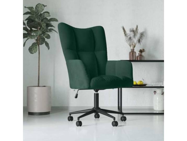 NLQMSU Relaxsessel, Velours, Dunkelgrün, mit Höhenverstellung Schickes Design, gepolsterter Schaumstoff, weicher Samt, Gasheben, leichtgängige Rollen, Stahlrahmen, gekreuzte Beine