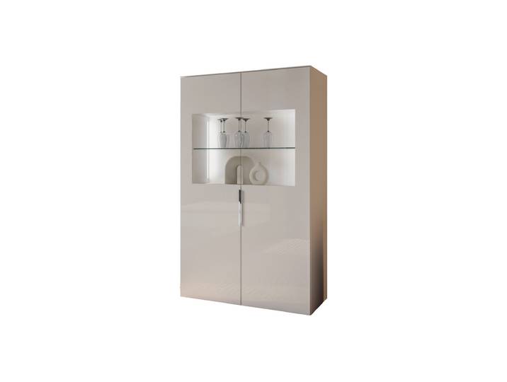Vitrine mit Beleuchtung Beige-Kaschmir Glasfront - 90 cm - SANTORIN