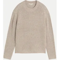 Grobstrickpullover Beige L