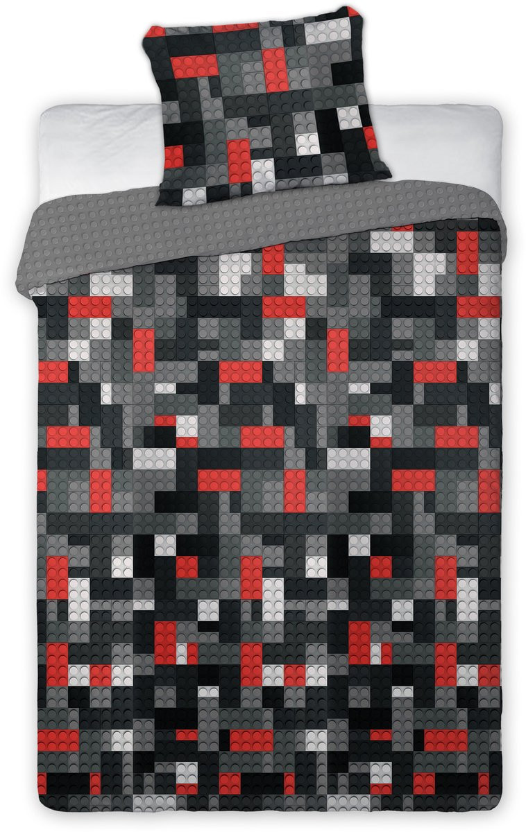 Bricks Dekbedovertrek Cool Dark - Eenpersoons - 140 x 200 cm - Katoen