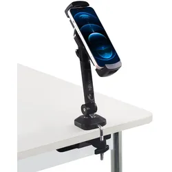 Handyhalterung / Tablethalterung FLEXMOBI III mit Schraubklemme Metall schwarz hjh OFFICE