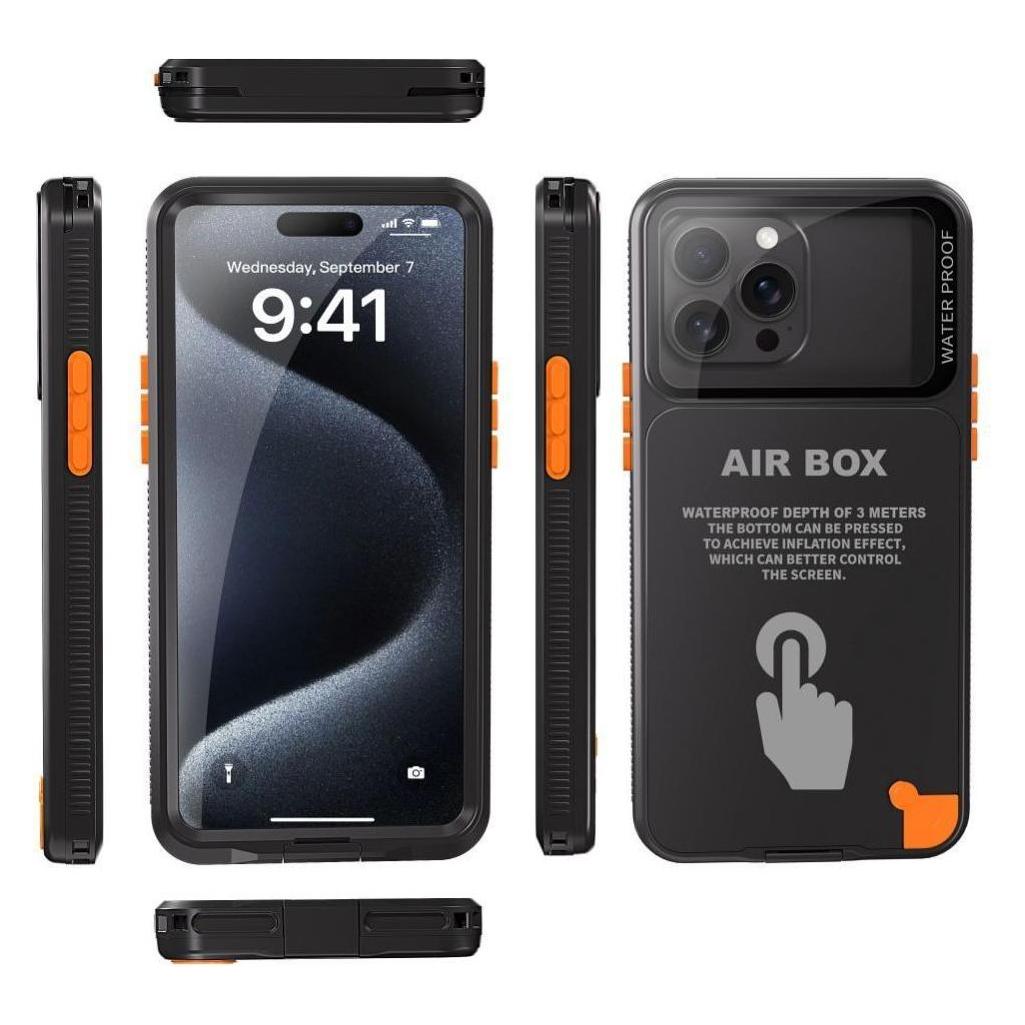OEM Case universal for sports Waterproof case SHELLBOX AIRBOX 6.7 universal black (Apple iPhone 16 Pro Max) (BACK-SHB-RBOX-IP67)