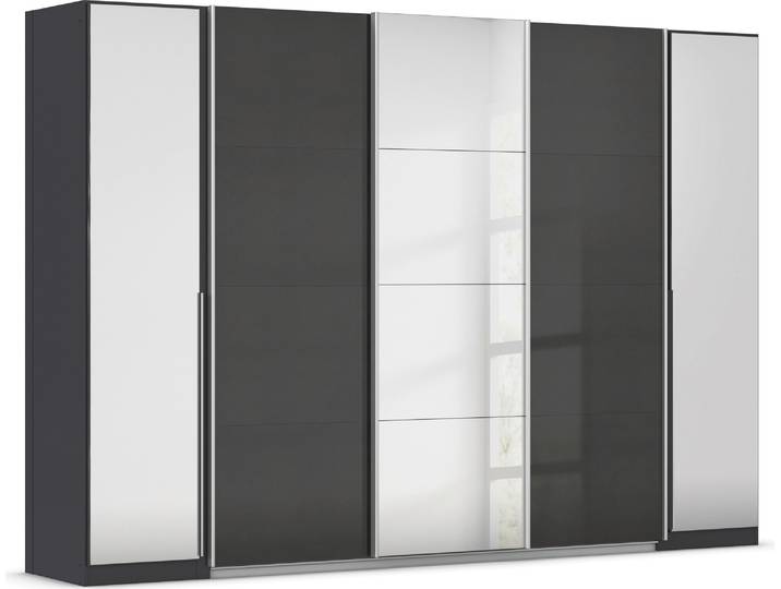 Schwebetürenschrank, Grau, 301x210x62 cm, Holzwerkstoff, Durchdachte Innenausstattung, Modern, Rauch