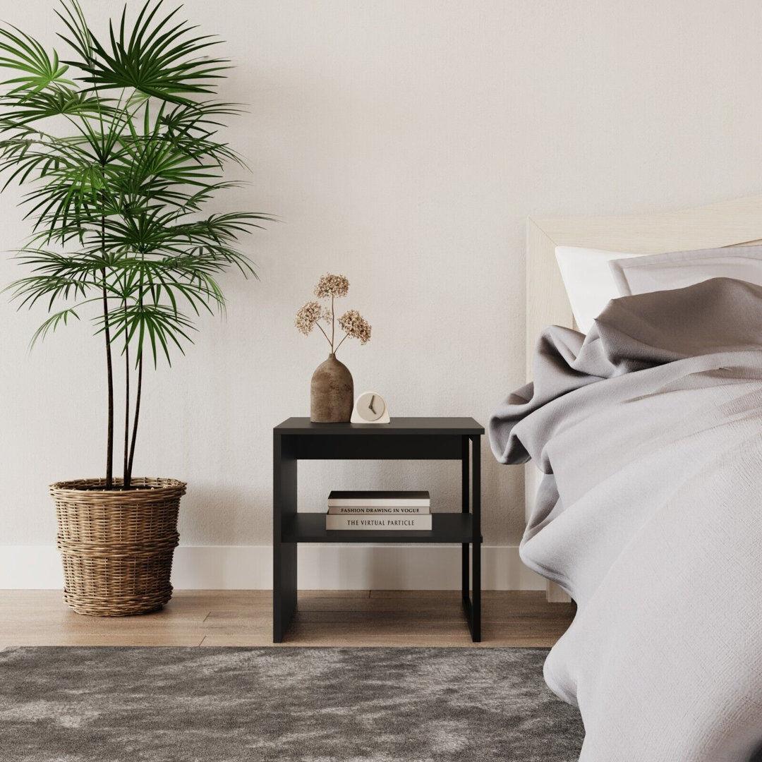 17 Stories Rahki 40cm W Steel Bedside Table Black 40cm H X 40cm W X 40cm D
