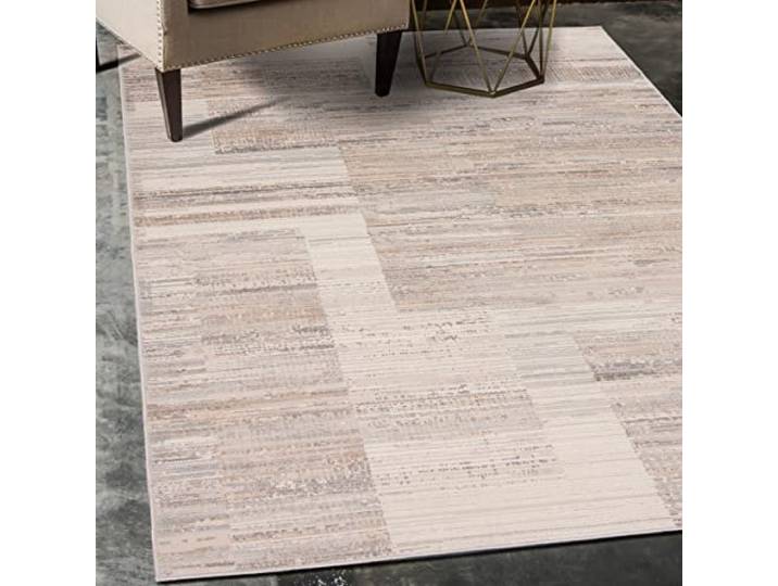 Carpeto Tapis Salon 160x220cm Crème Abstrait Doux Chauffage au Sol Élégant Tapis pour Chambre Salle à Manger Bureau Beige Facile D'entretien Résistant aux Détergents Poils Courts Synthétique Moderne