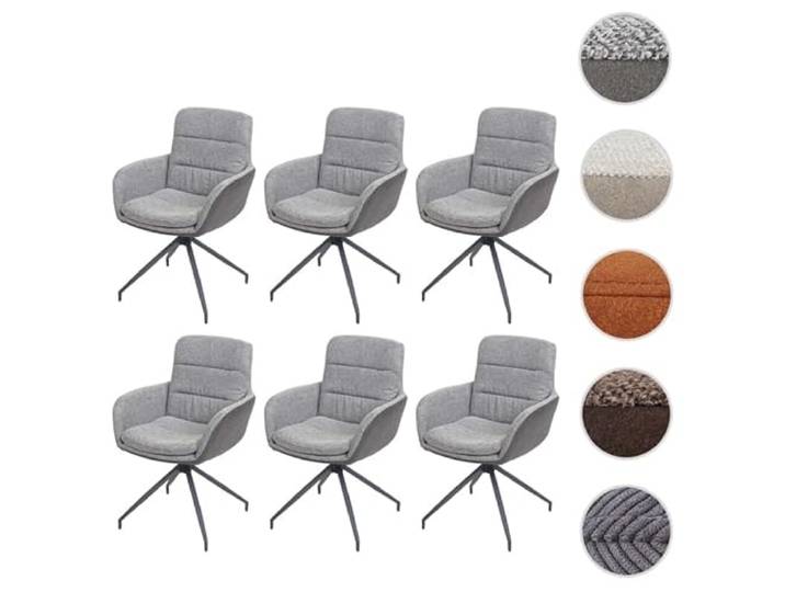 Mendler 6er-Set Esszimmerstuhl HWC-K32 Stoff/Textil grau