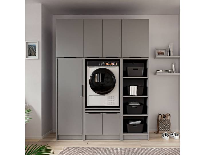 Set de buanderie E 220cm Gris/Gris mat
