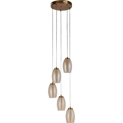 SEARCHLIGHT LED-Hängeleuchte "Hängeleuchte Cyclone, 5-flammig", braun (bronze), 5, Ø 35cm, 1 Stk., Leuchten, Stalaktit-Optik