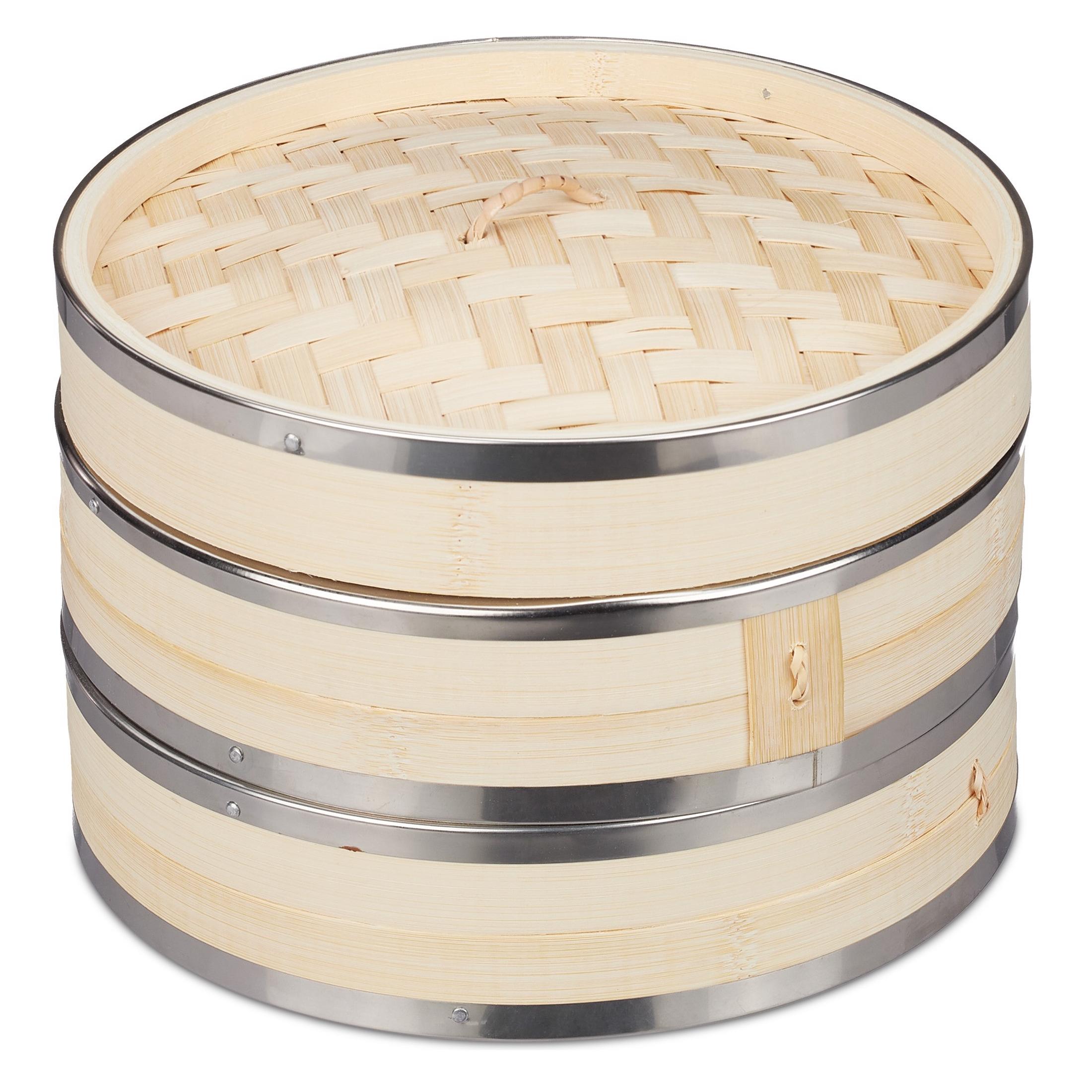 Relaxdays Bambus-Dampfgarer (24 cm, Pflanzliche Werkstoffe) (4052025314620)